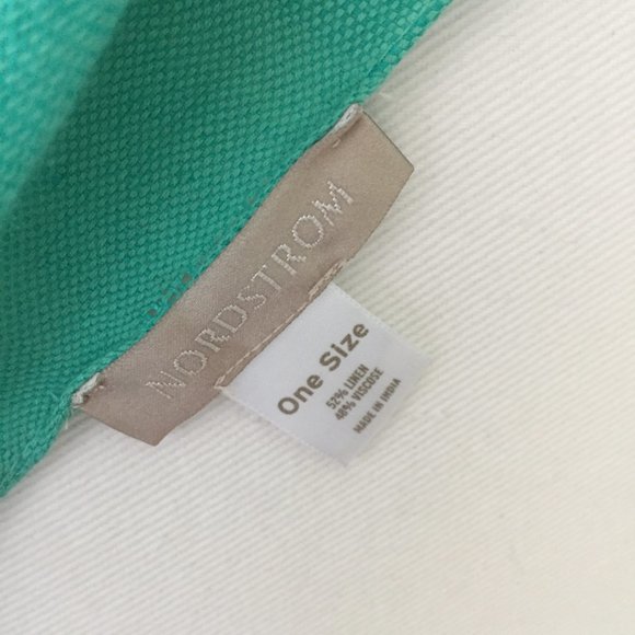 Nordstrom Blue Green Linen Wrap Scarf  80" X 28" - Picture 6 of 8